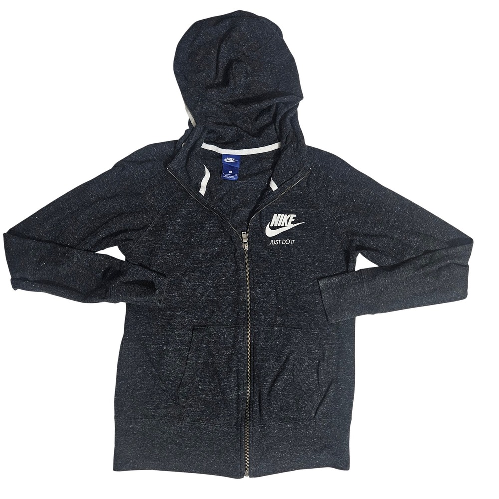 Nike Sportswear Womens Small Gym Vintage Full Zip Hoodie Charcoal Grey